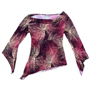 Y2K Rave Top XS Asymmetrical Sparkly Hippie EUC Party Gypsy Boho 90s